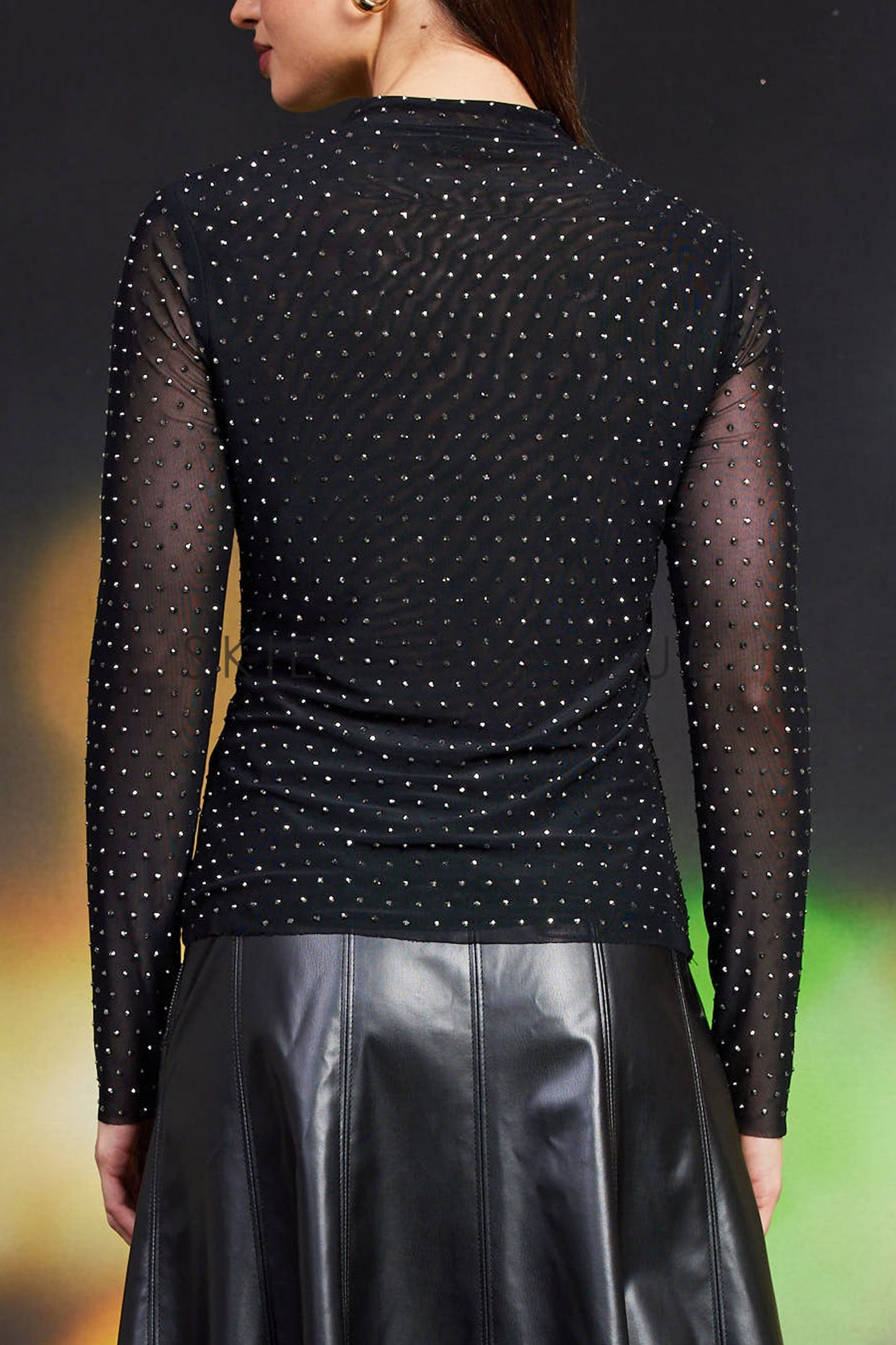 Black Mesh Mock