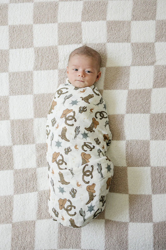 Cowboy Outlaw Muslin Swaddle