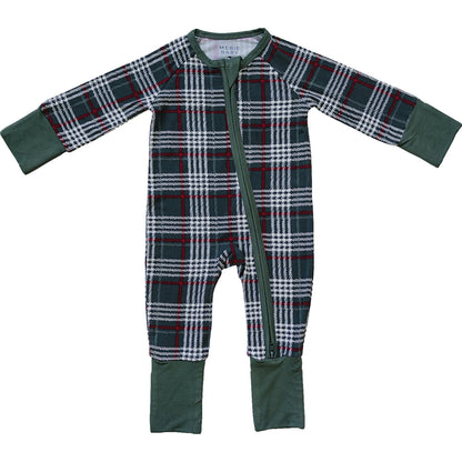 Green Plaid Bamboo Zipper Jammies