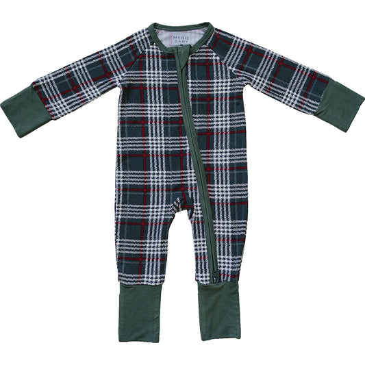 Green Plaid Bamboo Zipper Jammies