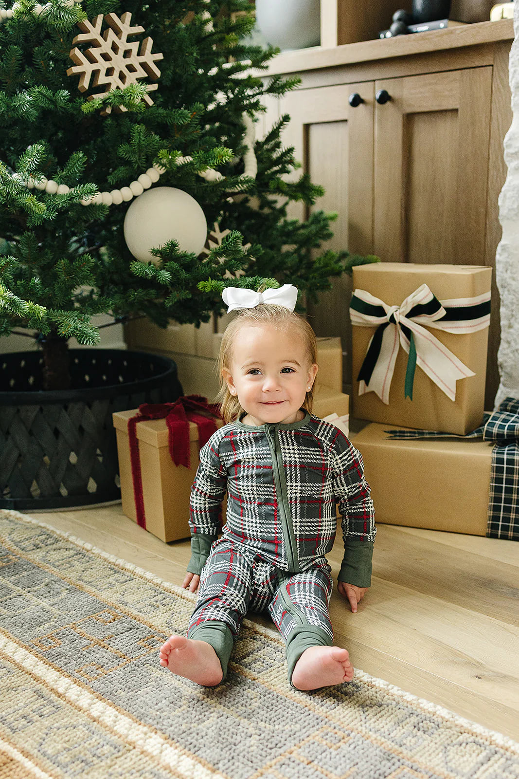 Green Plaid Bamboo Zipper Jammies