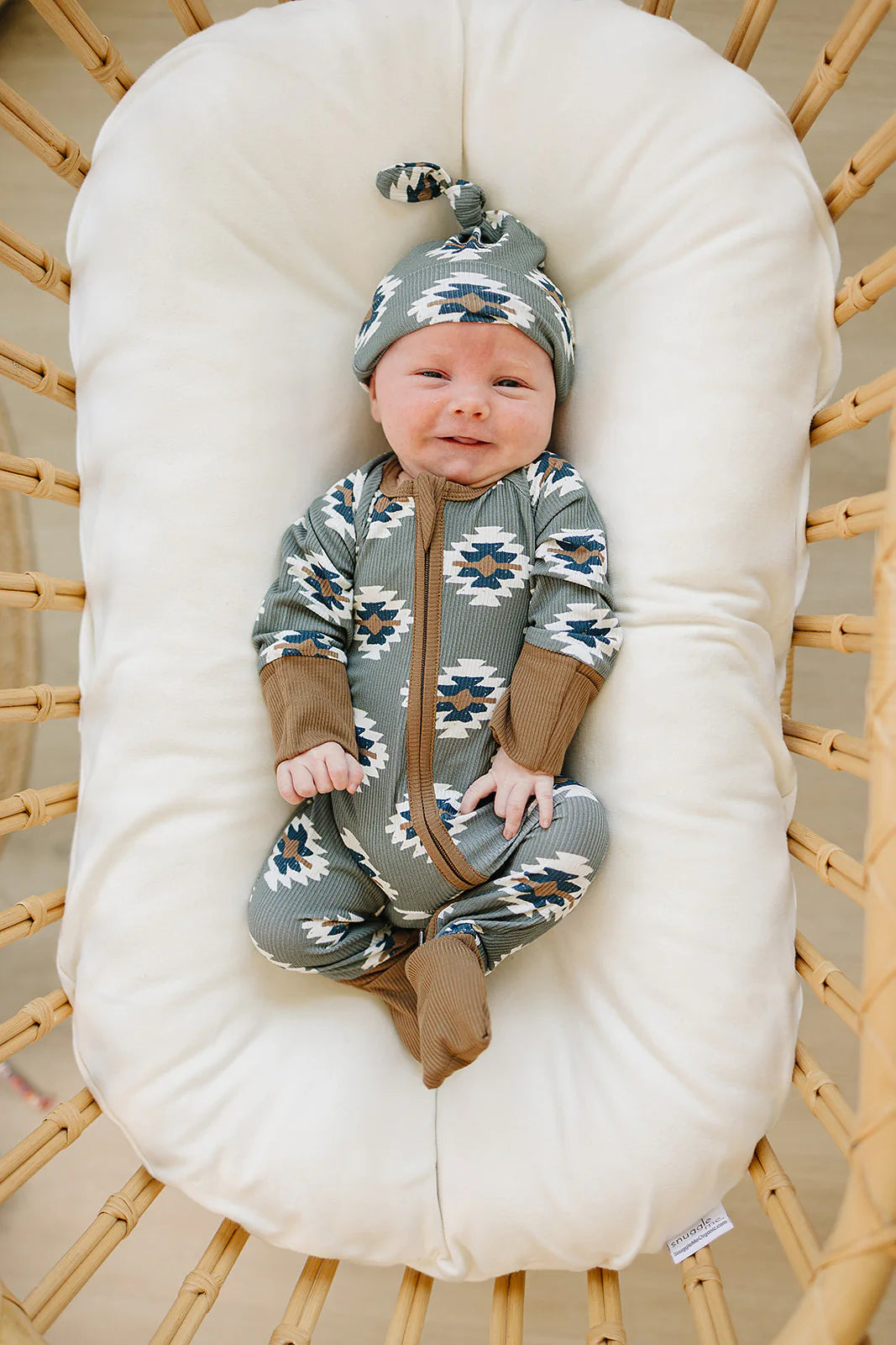 Southwest Aztec Ribbed Bamboo Zipper Jammies