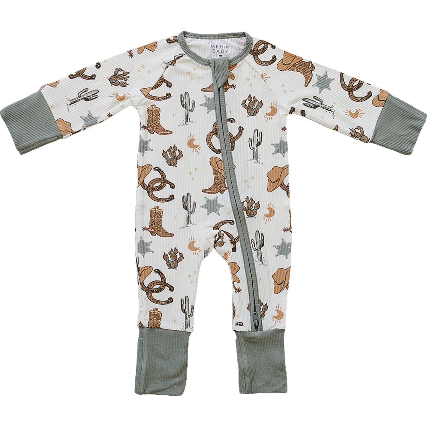Cowboy Outlaw Ribbed Bamboo Zipper Jammies