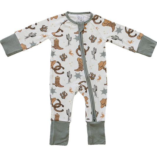 Cowboy Outlaw Ribbed Bamboo Zipper Jammies