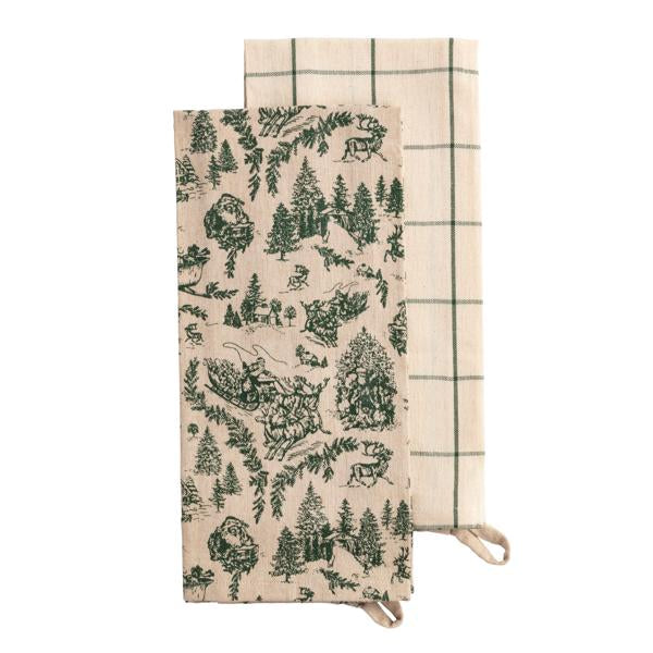Toile White Christmas Towel Set
