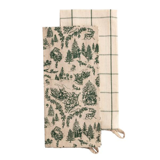 Toile White Christmas Towel Set