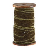 Moss Frayed Velvet Ribbon Spool