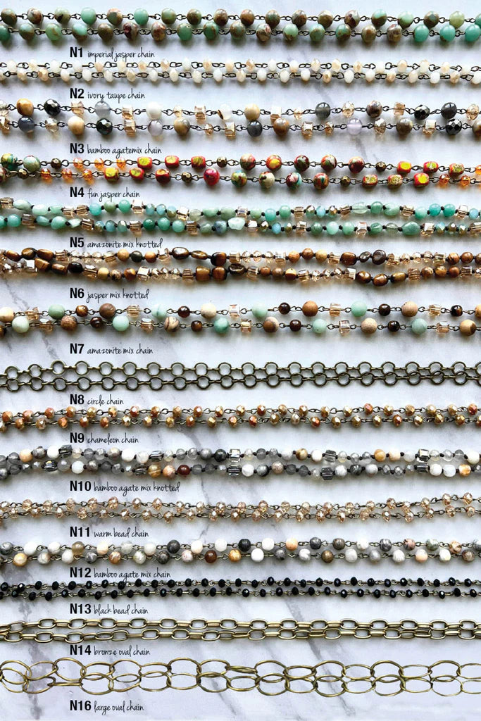 Dylan Collective Beaded & Bronze Long Necklaces