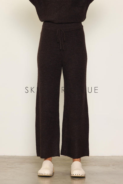 Espresso Rib Knit Wide Leg Lounge Pants