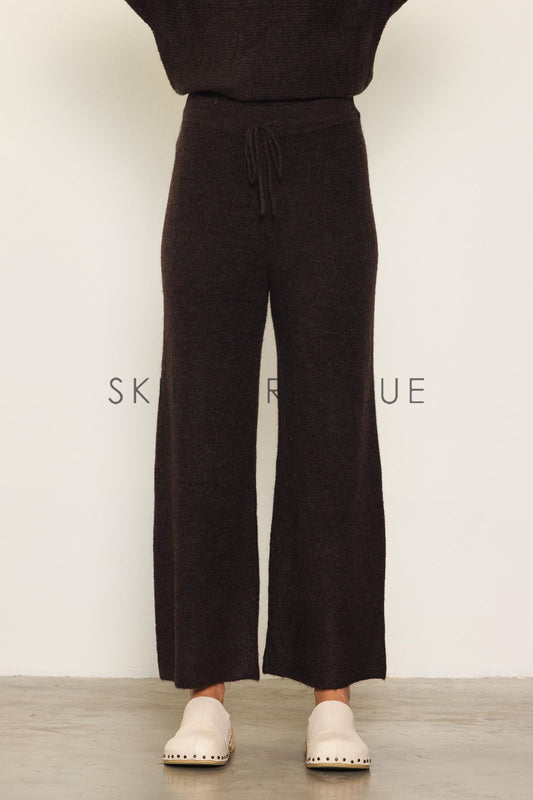 Espresso Rib Knit Wide Leg Lounge Pants