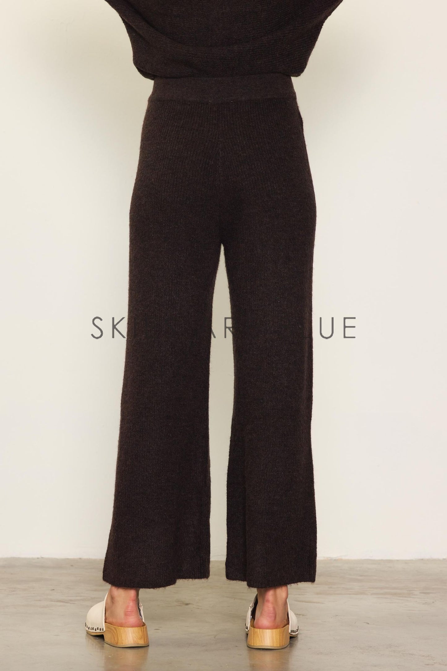 Espresso Rib Knit Wide Leg Lounge Pants