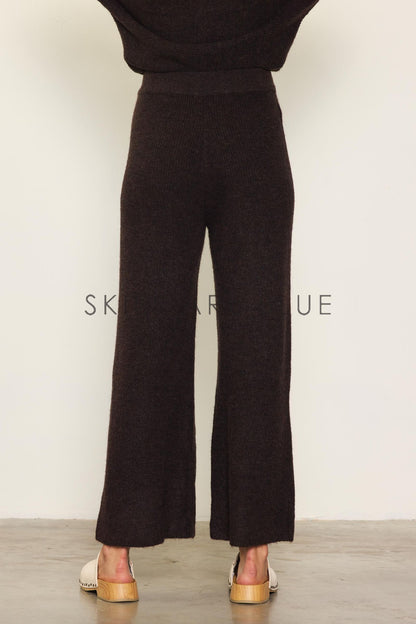 Espresso Rib Knit Wide Leg Lounge Pants