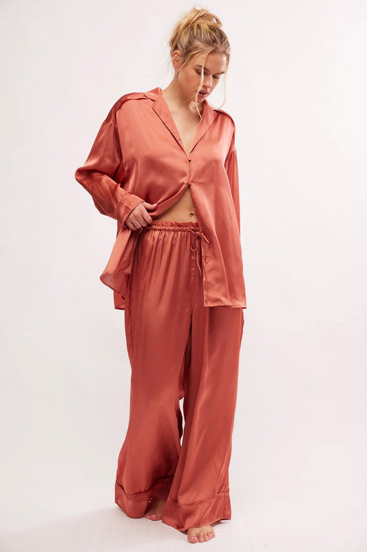 Dreamy Days Solid PJ Set - Apricot Brandy