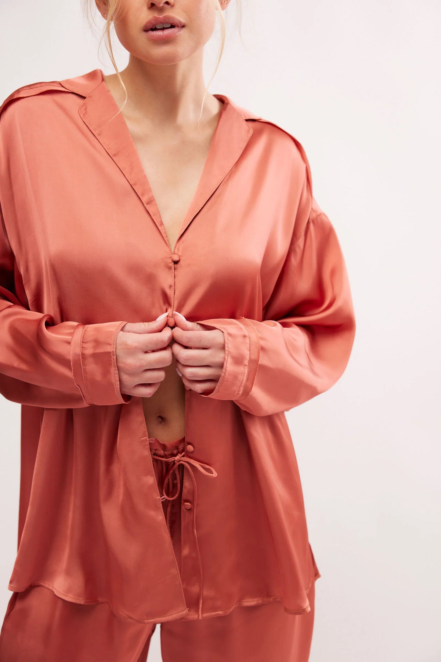 Dreamy Days Solid PJ Set - Apricot Brandy