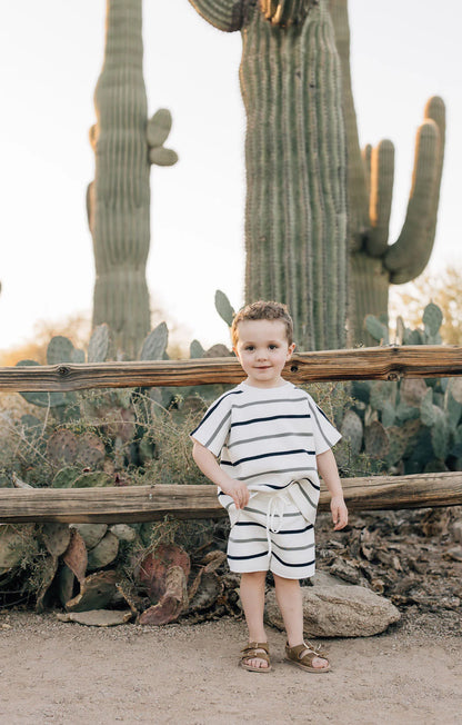 Sage & Navy Stripe Knit Short Set