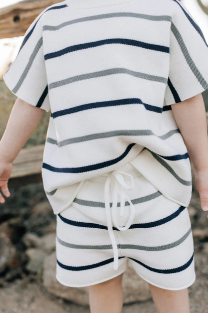 Sage & Navy Stripe Knit Short Set