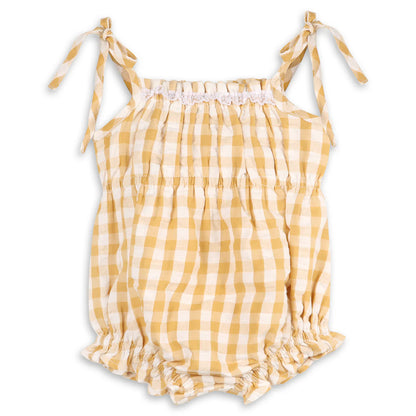 Lola Mustard Gingham Romper & Headband