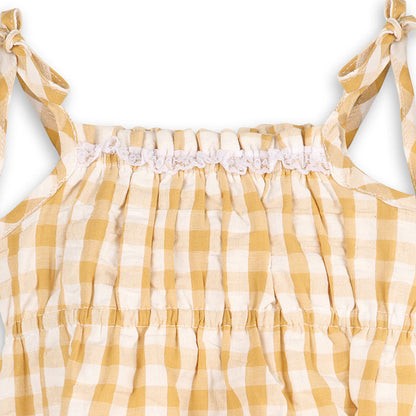 Lola Mustard Gingham Romper & Headband