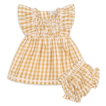 Alina Mustard Gingham Dress & Bloomers