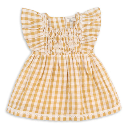 Alina Mustard Gingham Dress & Bloomers