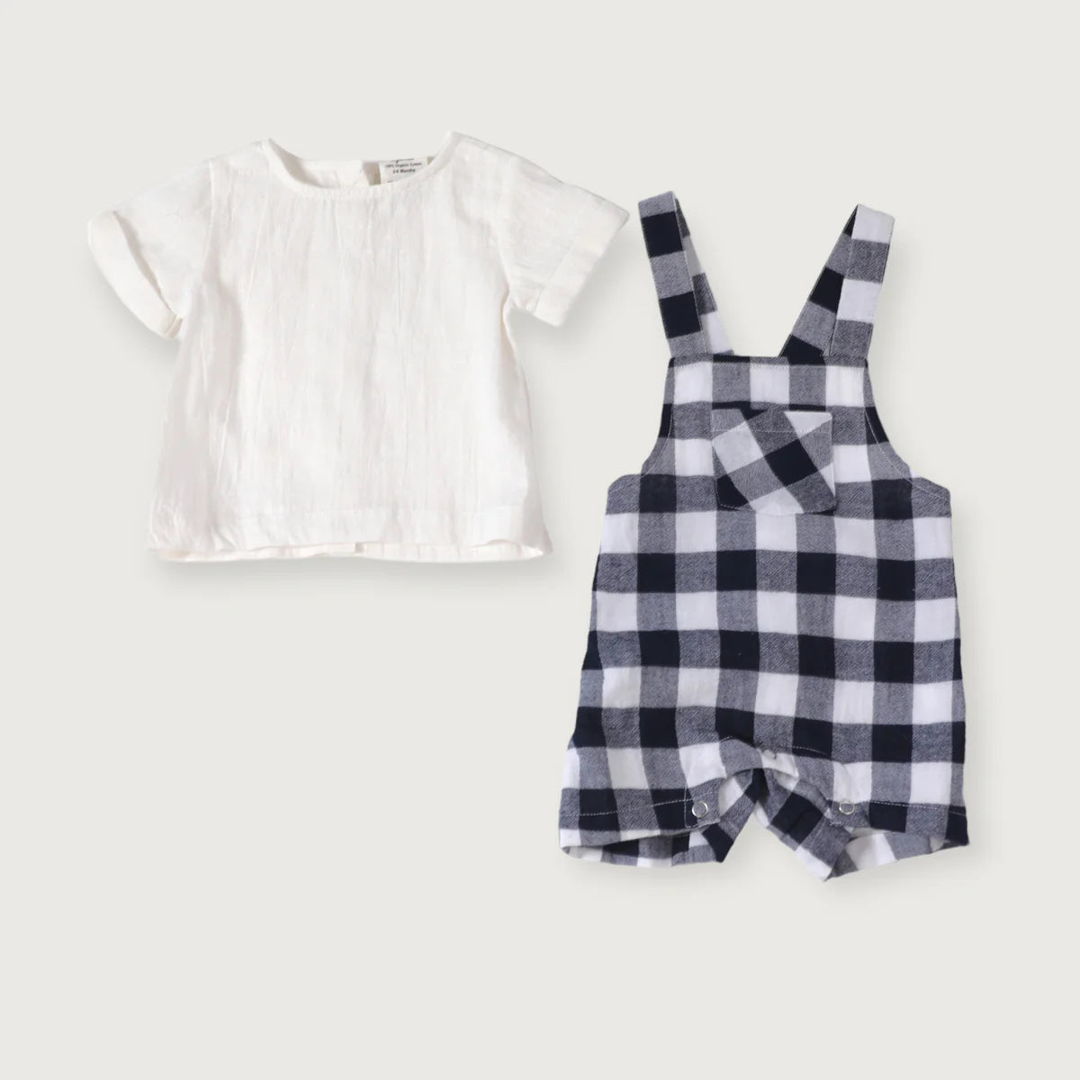 Raphael Navy Gingham Romper Set