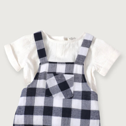 Raphael Navy Gingham Romper Set