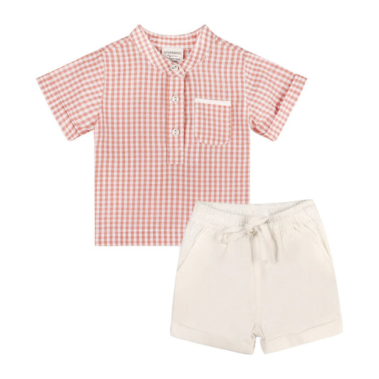 Billie Gingham Shirt & Shorts Set