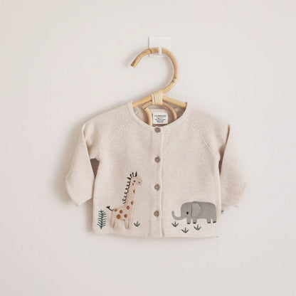 Animal Safari Embroidered Cardigan Sweater & Legging Set