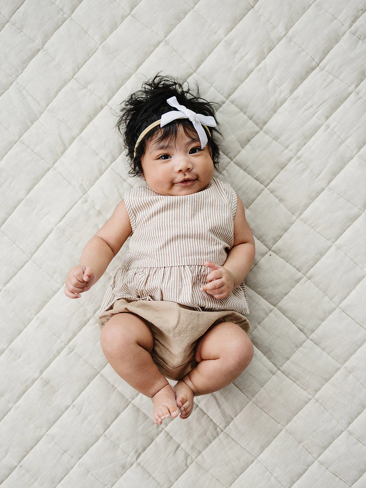 Tan Stripe Peplum Set