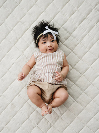 Tan Stripe Peplum Set