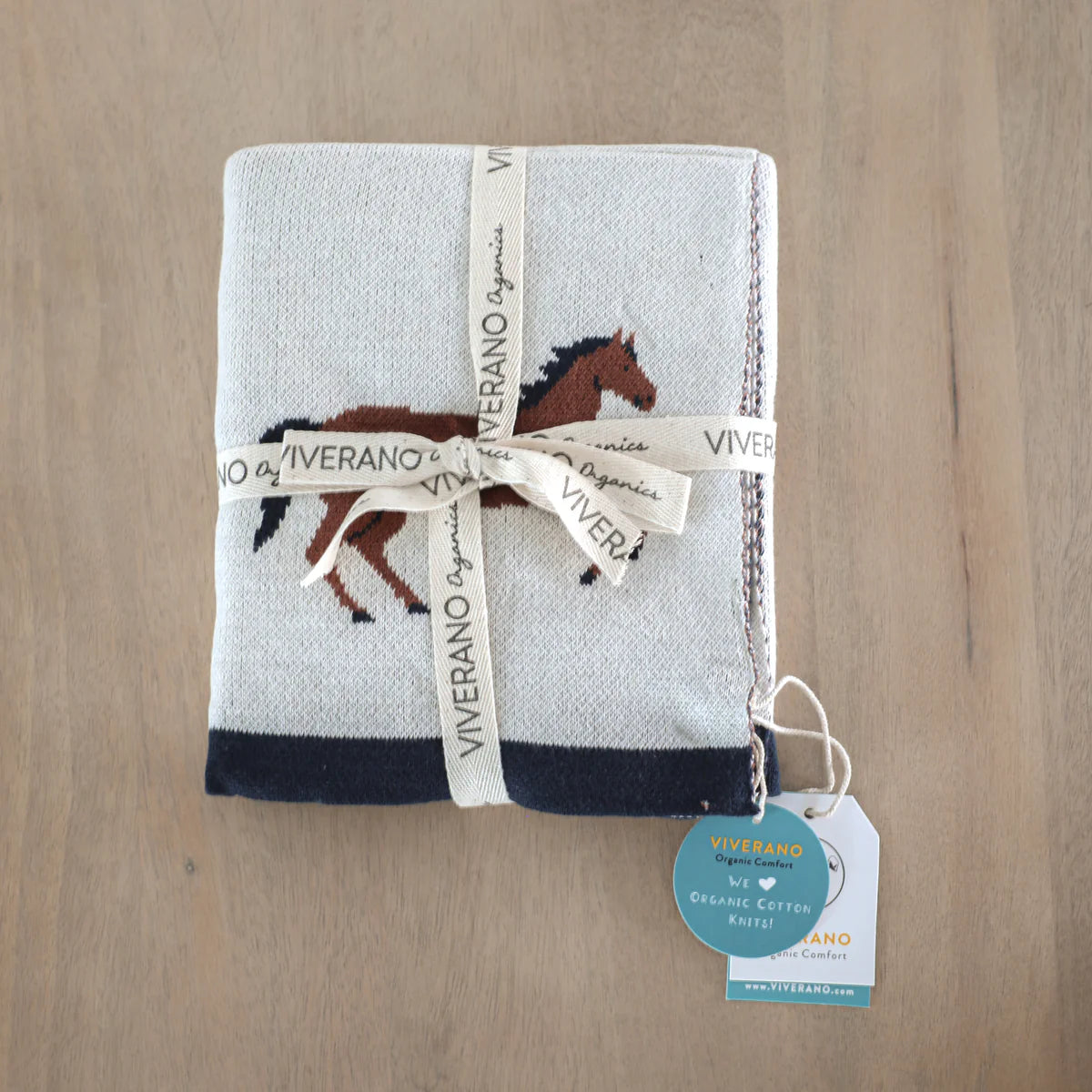 Horse Jacquard Sweater Knit Baby Blanket