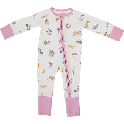 Pink Bunny Ribbed Zipper Jammies