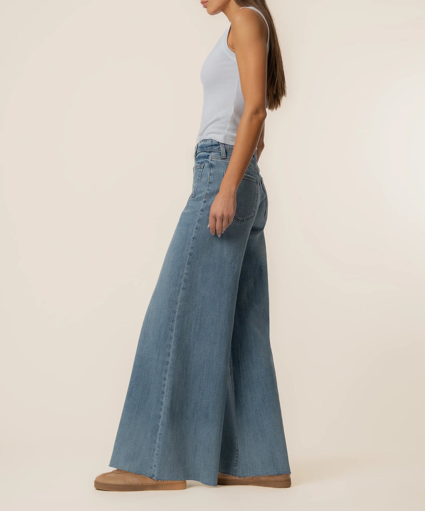 Blake High Rise Super Wide Leg with Patch Pockets Raw Hem