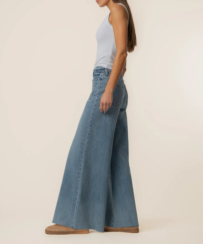 Blake High Rise Super Wide Leg with Patch Pockets Raw Hem
