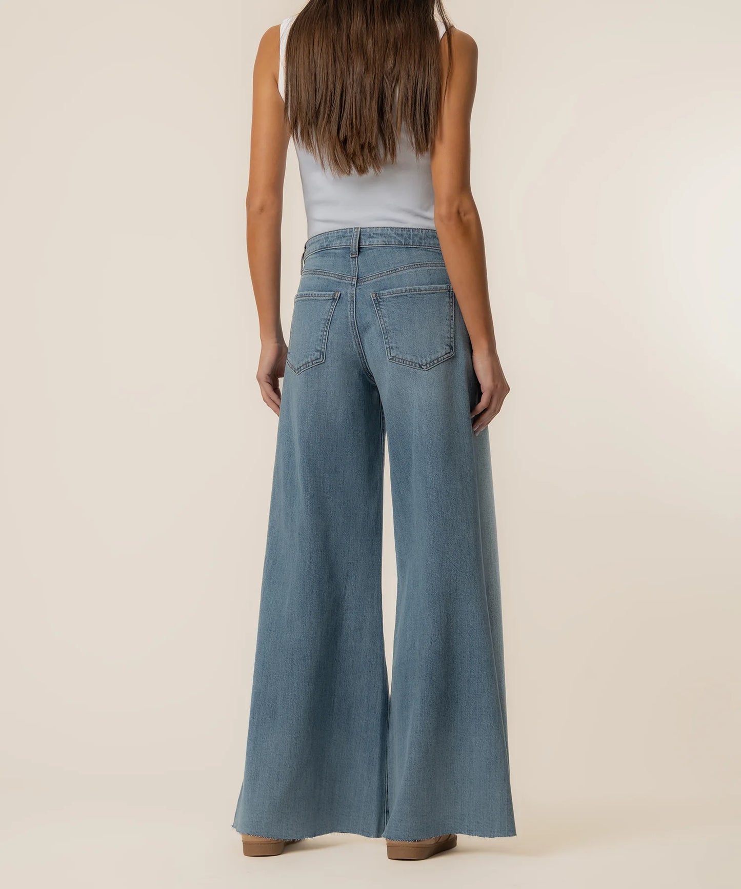 Blake High Rise Super Wide Leg with Patch Pockets Raw Hem