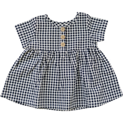 Navy Gingham Linen Dress