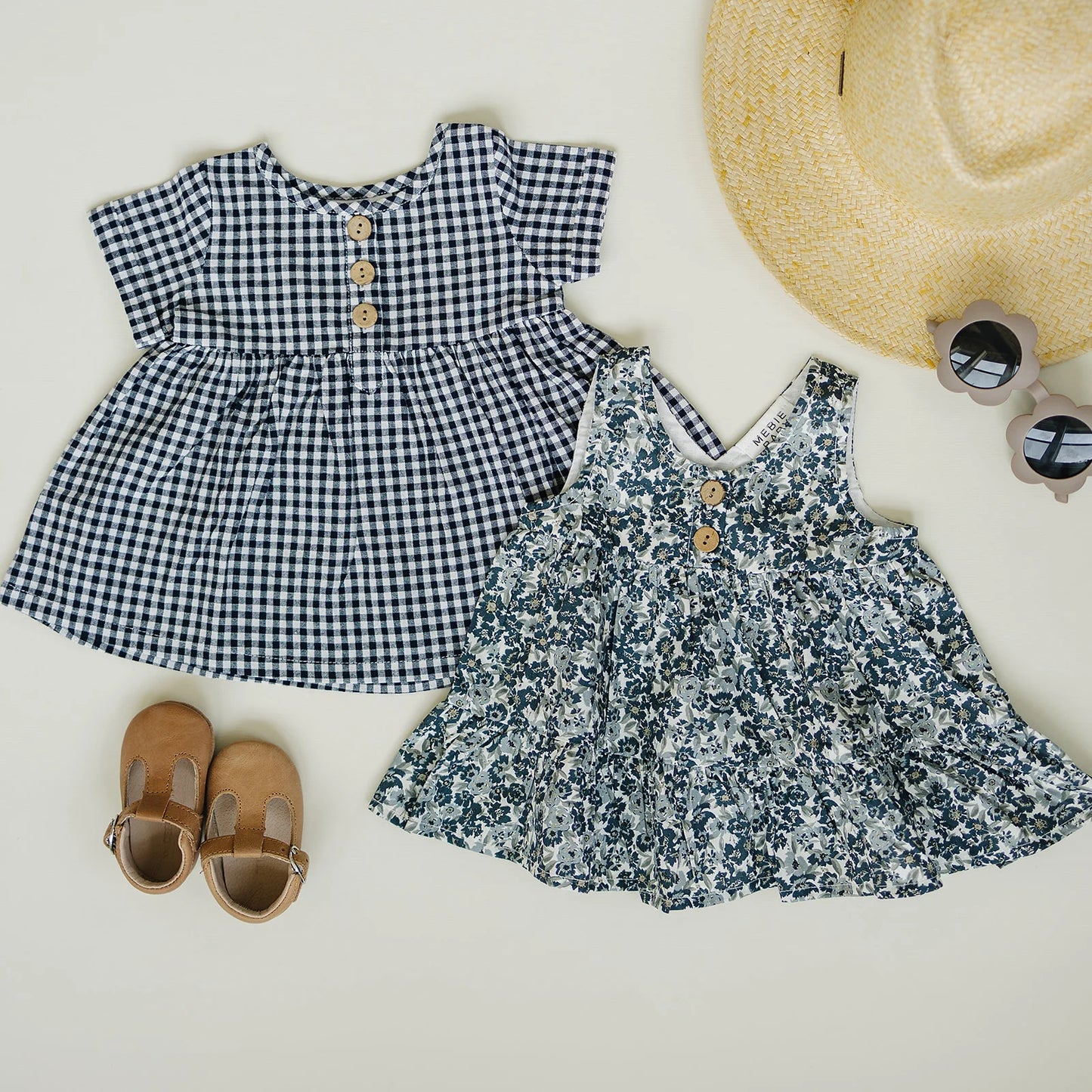 Navy Gingham Linen Dress