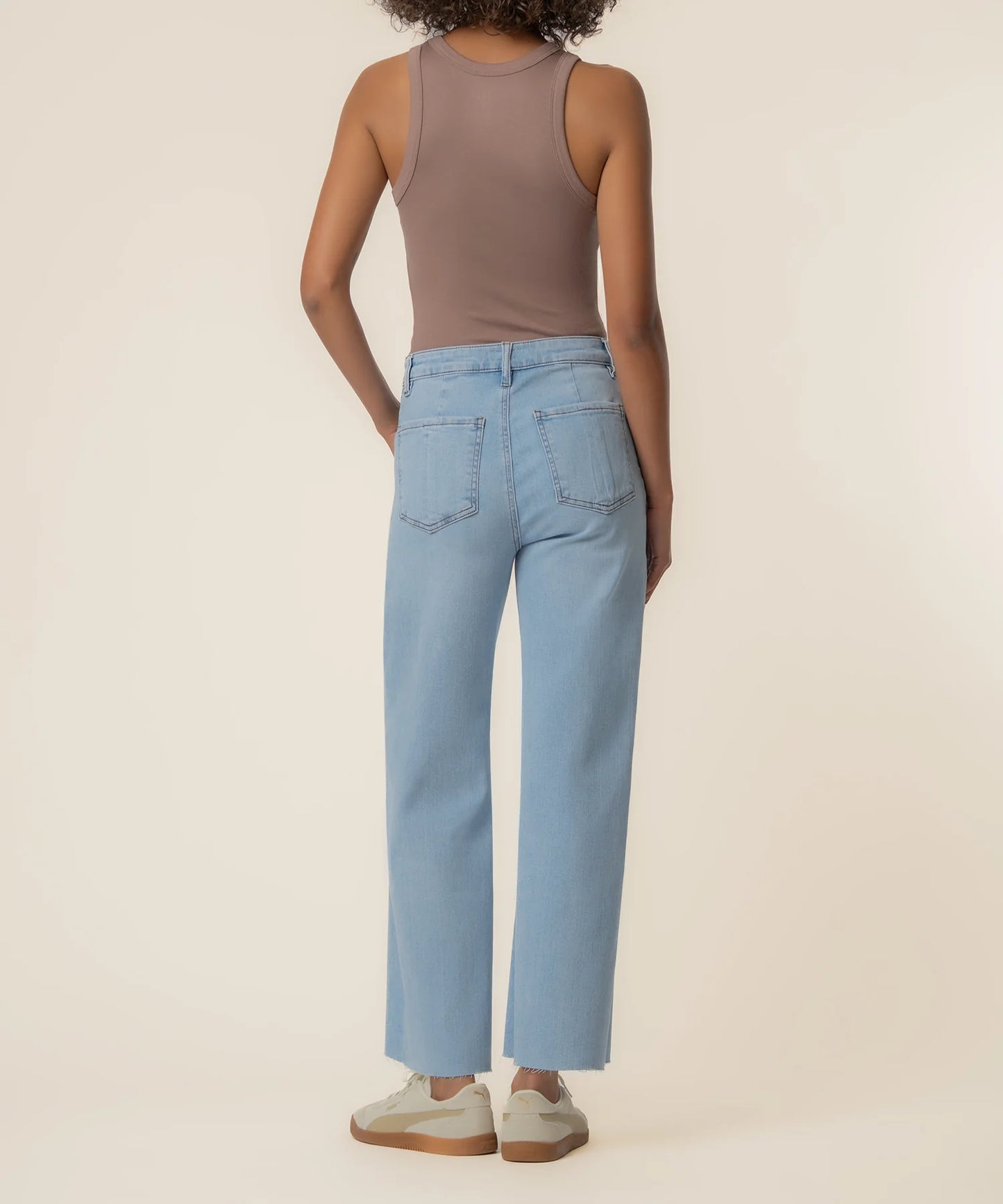 Meg Raw Hem Exposed Buttons Wide Leg