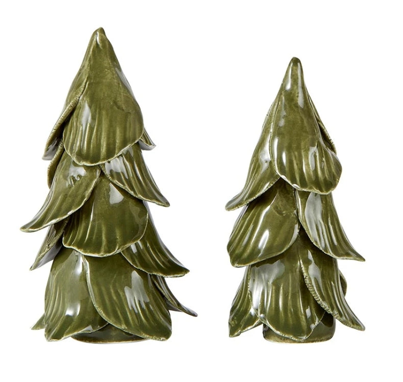 Pine Green Ceramic Trees set of 2