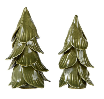Pine Green Ceramic Trees set of 2