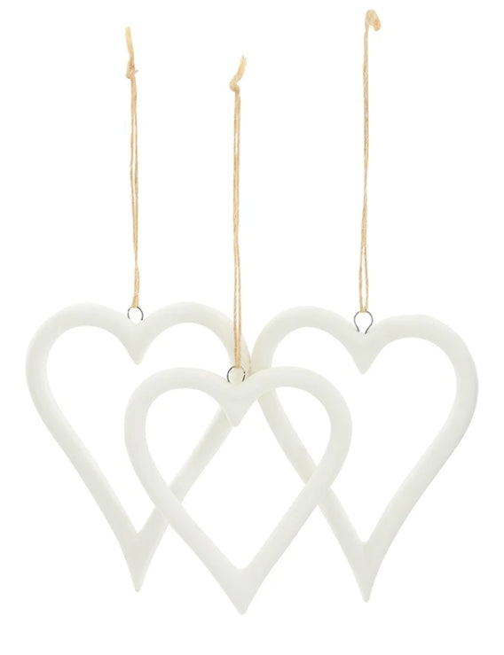 Bisque Dove & Heart Ornament Set