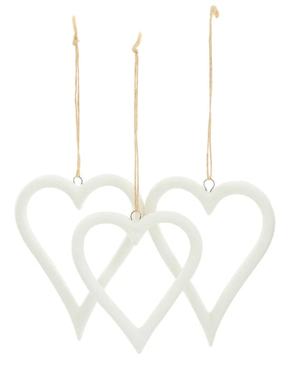 Bisque Dove & Heart Ornament Set