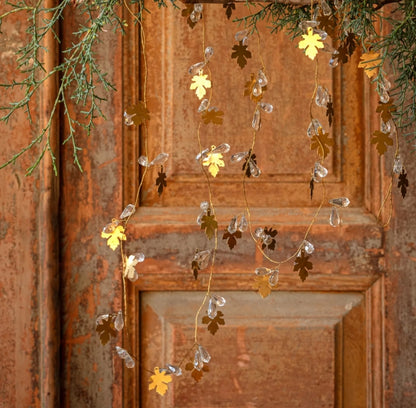 Ice Crystal Golden Leaf Garland