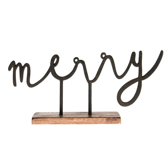 Merry Cast Iron Sitter Sign