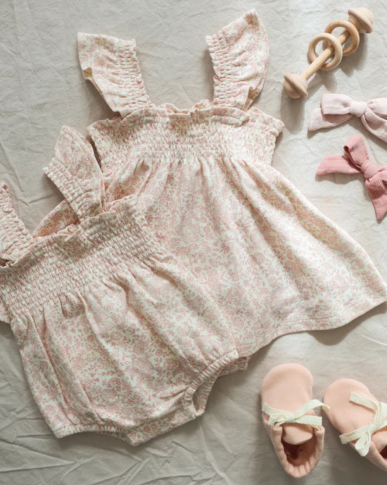 Pink Blossom Smocked Jersey Dress