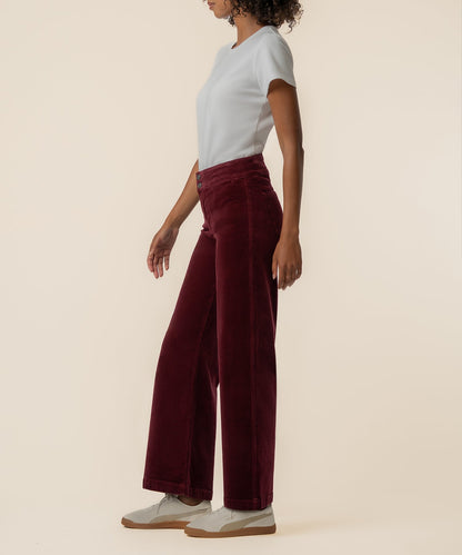 Meg Corduroy Wide Leg Pant in Dark Cherry, side view