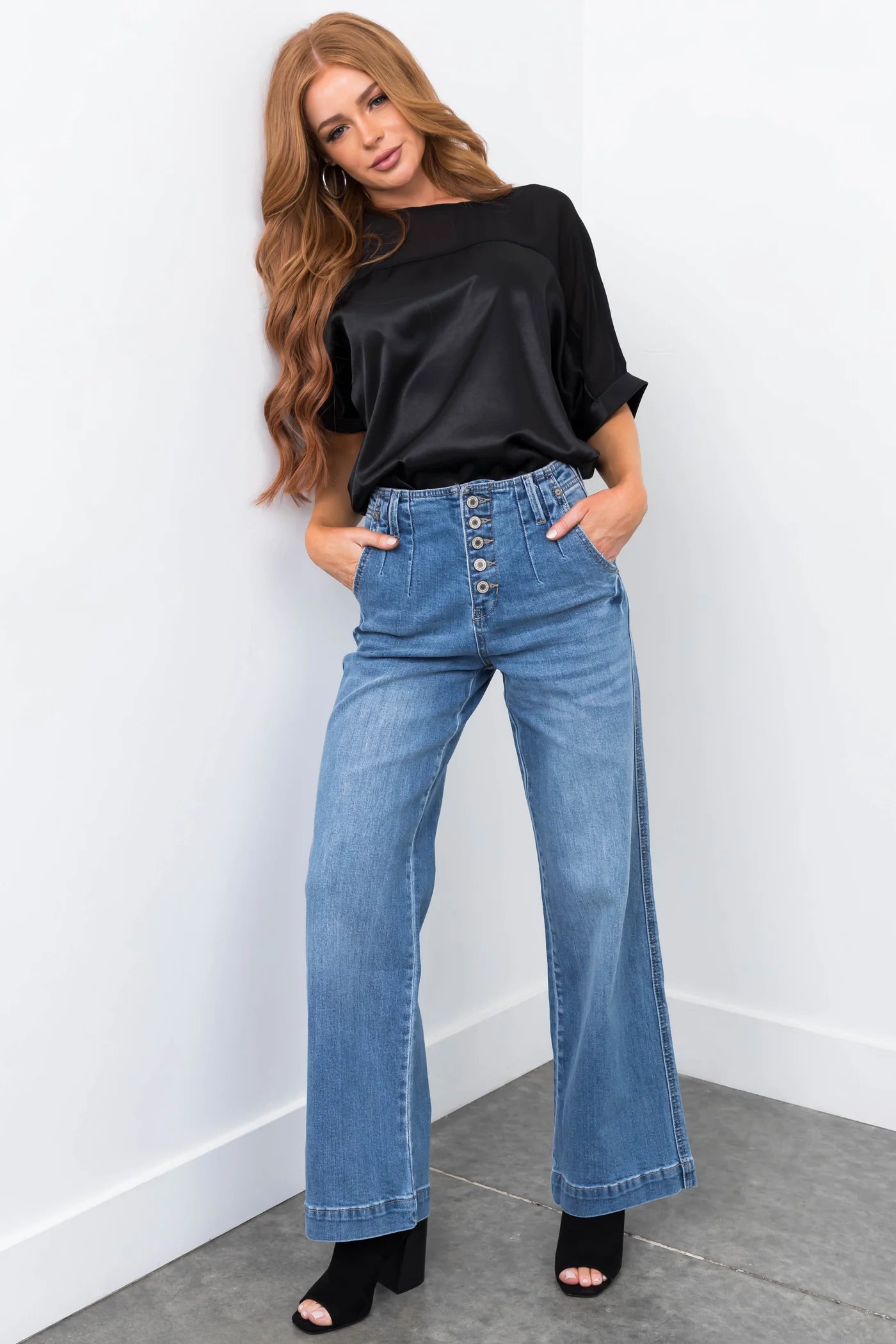 Kancan High Rise Wide Leg Jean