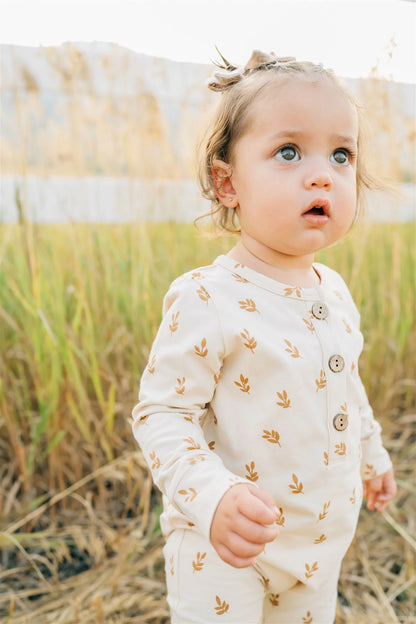 Vines Long Sleeve Button Romper