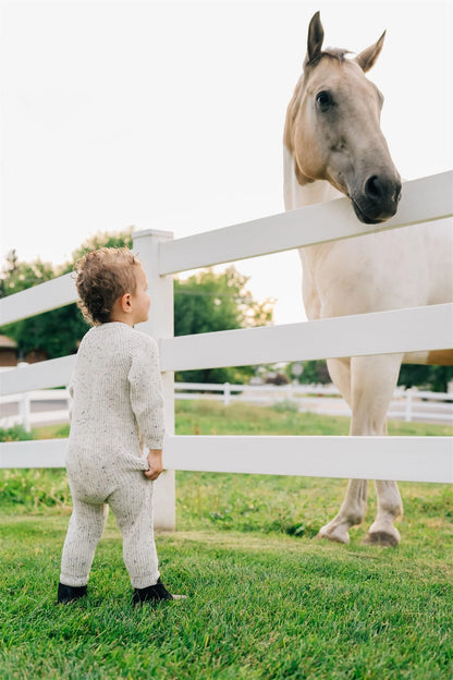 Chunky Knit Button Romper - Heather Grey