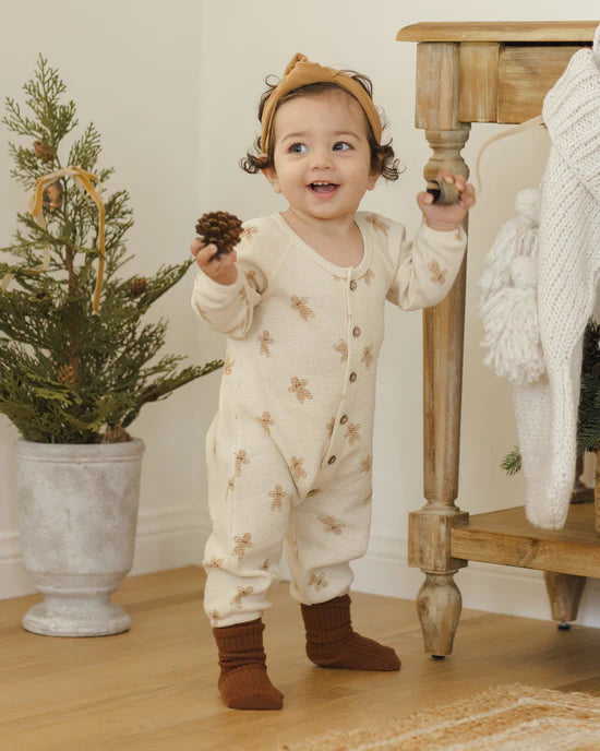 Waffle Long Sleeve Jumpsuit - Gingerbread